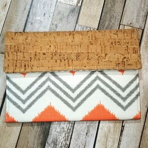 Chevron Stipe & Cork Clutch